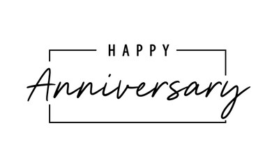 Happy anniversary banner. Elegant design for anniversary gift card. Hand drawn style lettering.