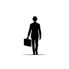 Silhouette vector of a man walking away with briefcase