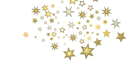 A Shower of Celestial Beauty: 3D Gold Stars Rain Illustration Bedazzles