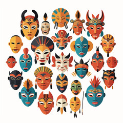 various traditional masks from different countries.
