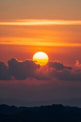 Obraz premium sunset with a plane flying in the sky and clouds