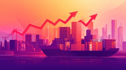 Digital Illustration of Shipping Container Growth in Urban Skyline