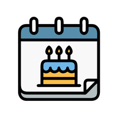 Calendar Page with Birthday Cake Icon Design