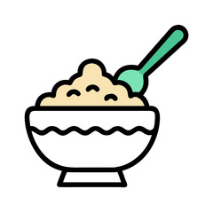 Bowl with Spoon for Party Dessert Icon Design