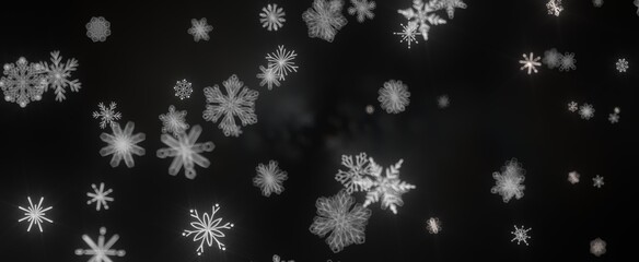 Frosty Delight: Breathtaking 3D Illustration of Falling Christmas Snowflakes