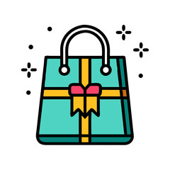 Gift Shopping Bag with Sparkles Icon Design