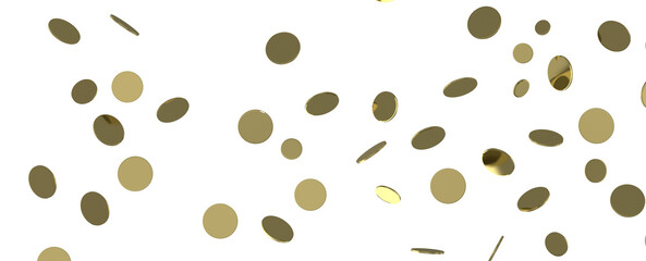 Golden serpentine confetti on transparent background. luxury isolated
