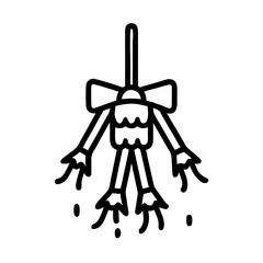 Hanging Piñata with Bow and Streamers Icon Design