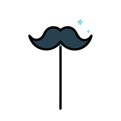 Mustache Prop on Stick with Glitter Icon Design
