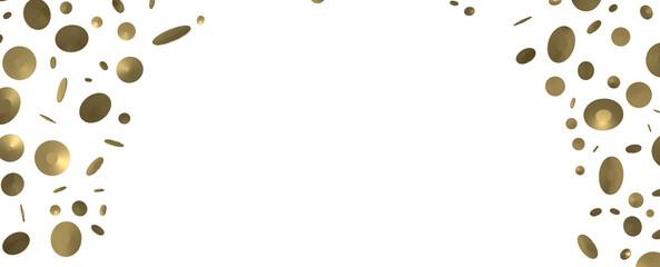 Golden serpentine confetti on transparent background. luxury isolated
