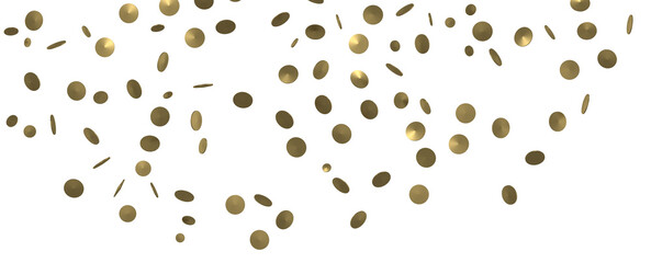 Golden serpentine confetti on transparent background. luxury isolated