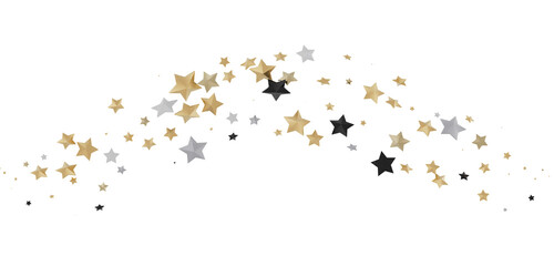 XMAS Stars - Holiday golden decoration, glitter frame isolated -