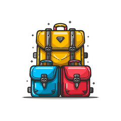 Fototapeta premium Colorful Backpacks and Suitcases Travel Essentials Illustration
