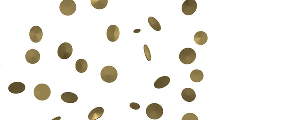 Golden serpentine confetti on transparent background. luxury isolated