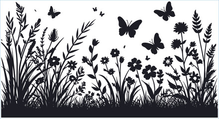 Grass and flowers vector