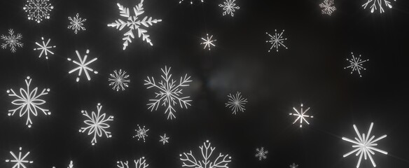 Enchanting Snowfall: Spectacular 3D Illustration Showcasing Falling Holiday Snowflakes