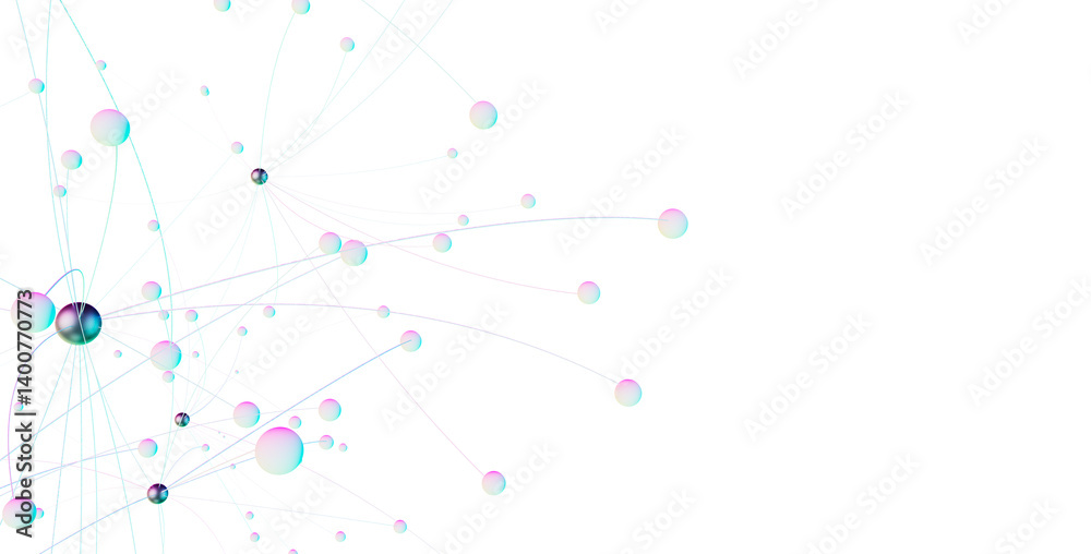Poster Abstract polygonal space with connecting dots and lines. Dark background. Connection structure. 3d Widescreen