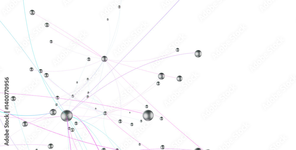 Poster Abstract polygonal space with connecting dots and lines. Dark background. Connection structure. 3d Widescreen