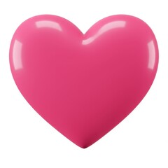 Pink glossy heart shape illustration on white background