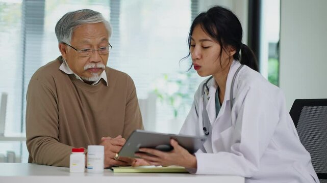 A compassionate cardiologist engages in a meaningful discussion with an elderly patient, emphasizing the importance of healthcare and support.