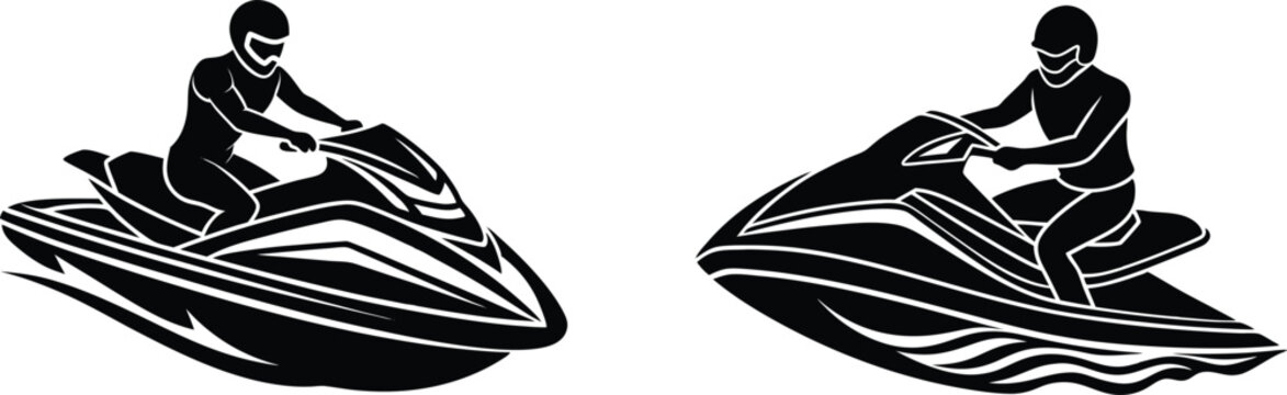 speedboard silhouette vector icon set.