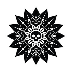 floral mandala skull center vector art silhouette