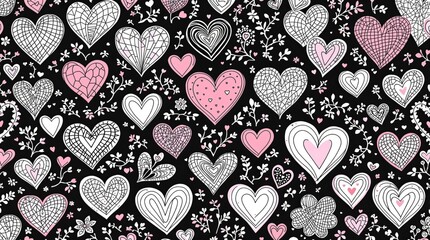 Fototapeta premium Love Theme Doodle Pattern for Valentine's Day