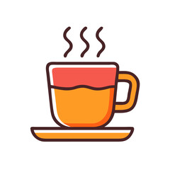 Outline Tea Cup with Milk Foam