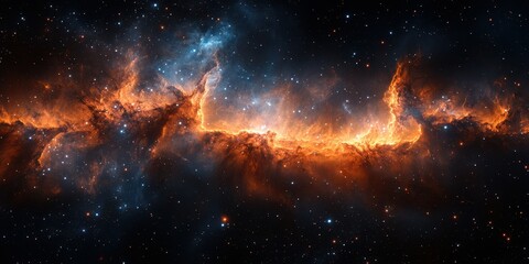 Cosmic nebula displays vibrant colors and intricate patterns in the depths of the universe