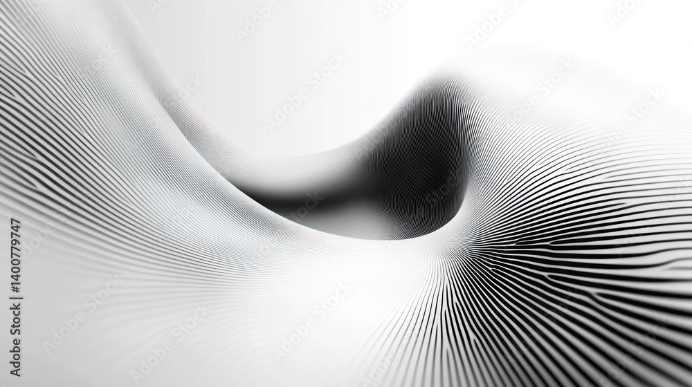 Poster monochrome lines converge abstract landscape creating a three dimensional effect in a minimalist and