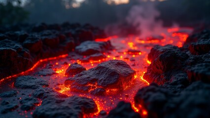 The magnificent scenery of the lava river
