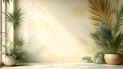 there are two potted plants in front of a window