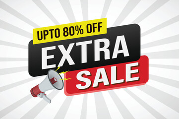 extra sale word mega phone concept vector illustration and 3d style, landing page, template, ui, web, mobile app, poster, banner, flyer, background, gift card, coupon, label, wallpaper


