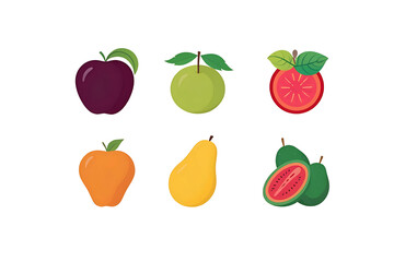 Fototapeta premium Fresh Modern Food and Fruit Icon Set in Flat Aesthetic Featuring Healthy Ingredients Designed for Digital Diet Trackers Recipe Layouts Mobile UI Applications and Clean Wellness Content