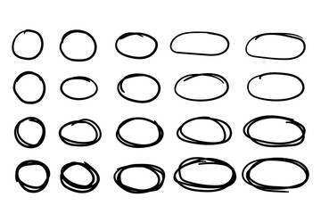 Hand drawn Circle ovals line sketch icon. doodle highlight ellipses frames