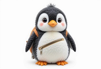 Obraz premium Adorable penguin featuring a backpack-style zipper
