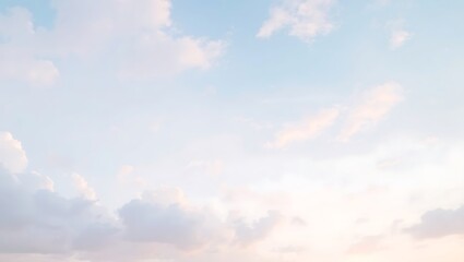 Peaceful Blue Sky with Fluffy White Clouds Serene and Tranquil Weather Background