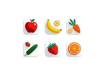 Minimal vector collection of food and fruit icons isolated on white background for clean eating visuals recipe design wellness themes school diet apps nutrition guides and lifestyle focused branding