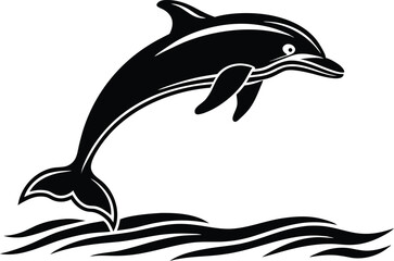 dolphin jumping out of water, dolphin jumping in water.