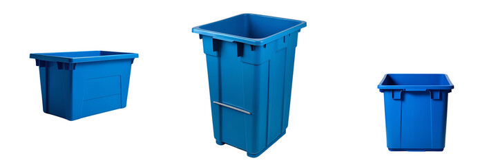 Set of A image of a large blue plastic bin isolated on a transparent background