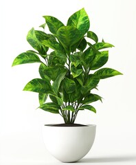 A plant in a white pot on white background