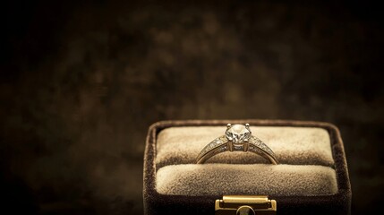 Elegant Velvet Ring Box with Soft Plush Interior Displaying a Dazzling Ring