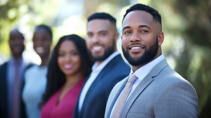 Obraz premium A confident leader guiding a diverse group of professionals through organizational change.