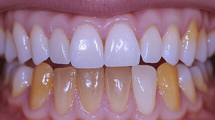 A close up photograph of a healthy set of human teeth