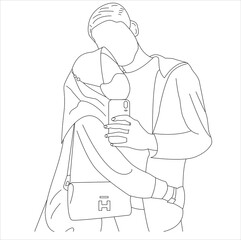 Couple embracing and taking a selfie