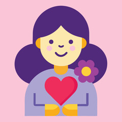 Happy mothers day vector with bouquet and heart.