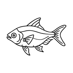 black skirt tetra fish icon, black skirt tetra fish vector illustration-simple illustration of black skirt tetra fish, perfect for black skirt tetra fish logos and icons