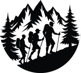 Adventure Hiking Silhouette Vector | Outdoor, Trekking & Mountain Icon