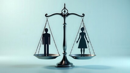 Gender equality concept with scales and silhouettes