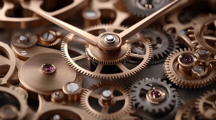 Ornamental clock gears showcase craftsmanship in mechanical design clockwork detail close-up view